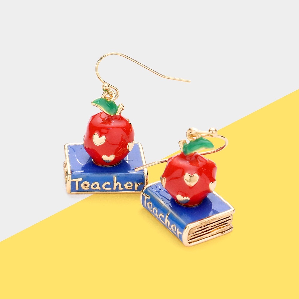 Apple teacher dangle earrings